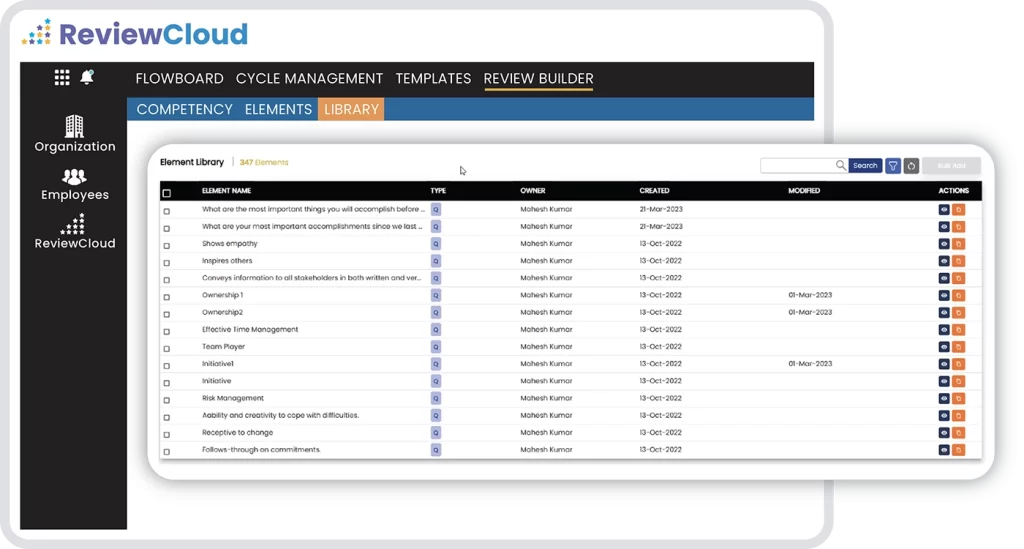 ReviewCloud Performance Review Templates - Element Library